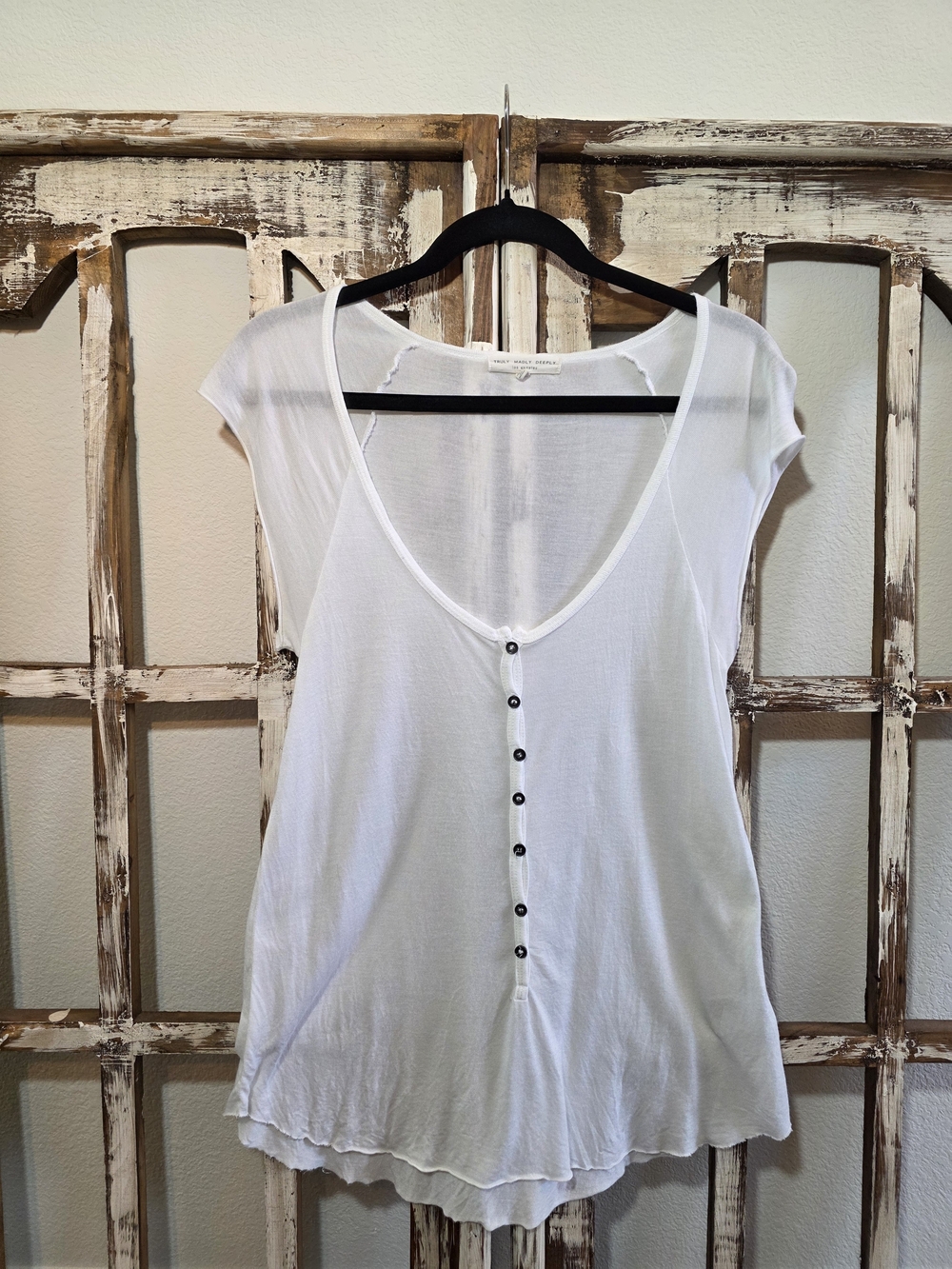 Truly Madly Deeply White Modal Henley Top